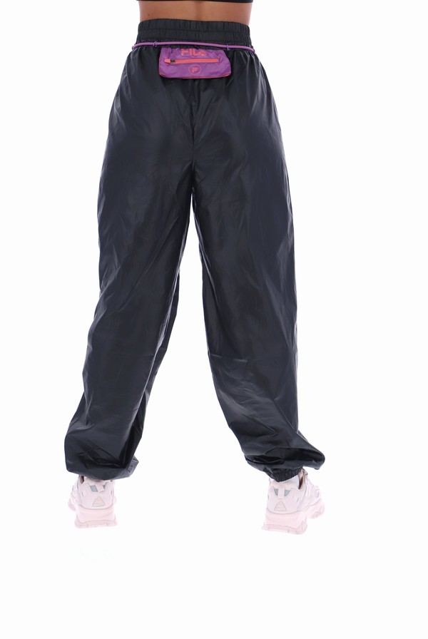 Black / Rose Fila Abia Parachute Women Track Pants | 5618HUOWN