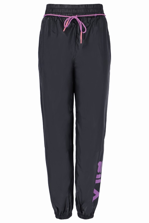 Black / Rose Fila Abia Parachute Women Track Pants | 5618HUOWN