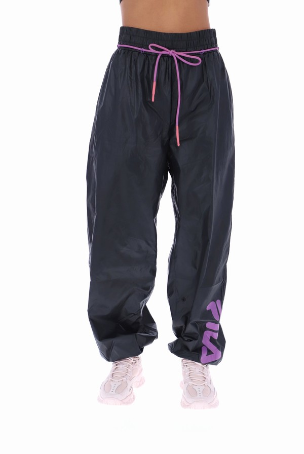 Black / Rose Fila Abia Parachute Women Track Pants | 5618HUOWN