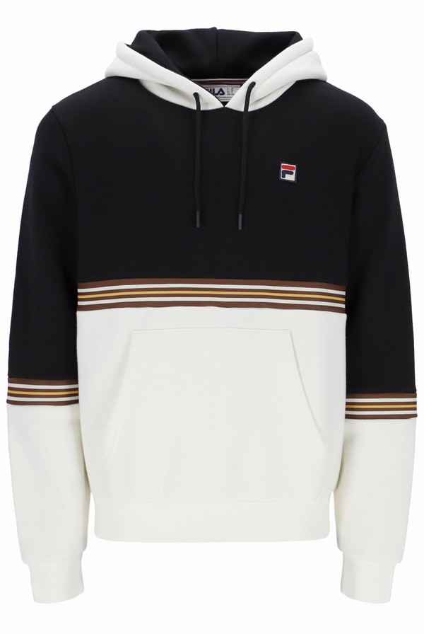 Black / White Fila Ralph Colour Block Men Hoodie | 3704QKZMB