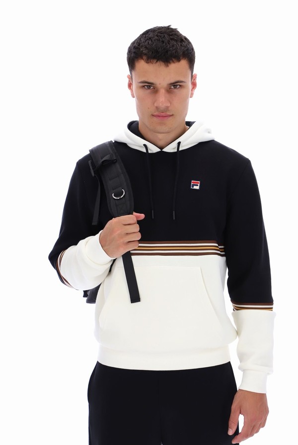 Black / White Fila Ralph Colour Block Men Hoodie | 3704QKZMB