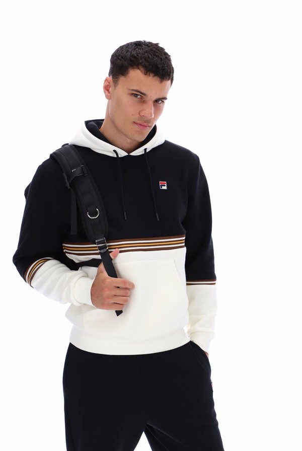 Black / White Fila Ralph Colour Block Men Hoodie | 3704QKZMB