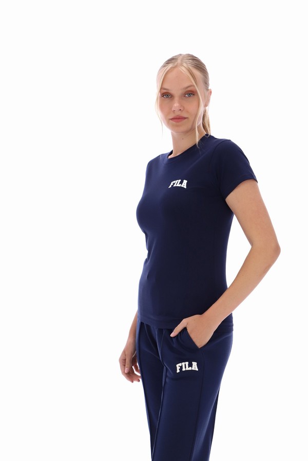 Blue Fila Aileen Basic Logo Women T-shirts | 3186SYXOQ