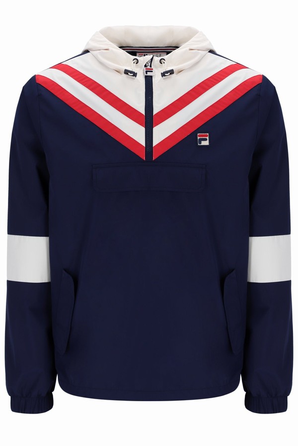 Blue Fila Bruno Pull Over Men Jackets | 9318TMVWJ