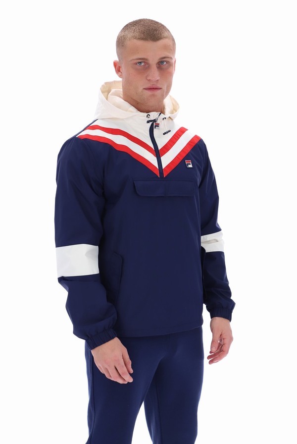 Blue Fila Bruno Pull Over Men Jackets | 9318TMVWJ