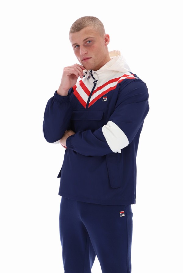 Blue Fila Bruno Pull Over Men Jackets | 9318TMVWJ