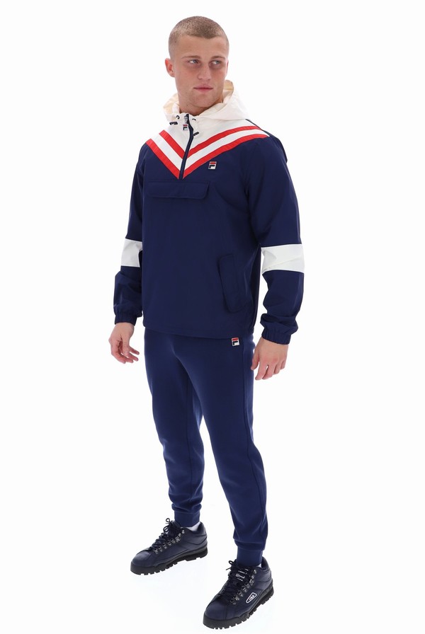 Blue Fila Bruno Pull Over Men Jackets | 9318TMVWJ