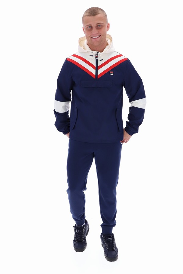 Blue Fila Bruno Pull Over Men Jackets | 9318TMVWJ