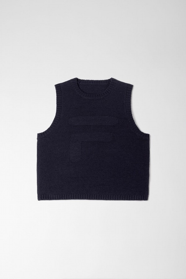 Blue Fila Cropped Knit Women Vest | 7584SCHUK