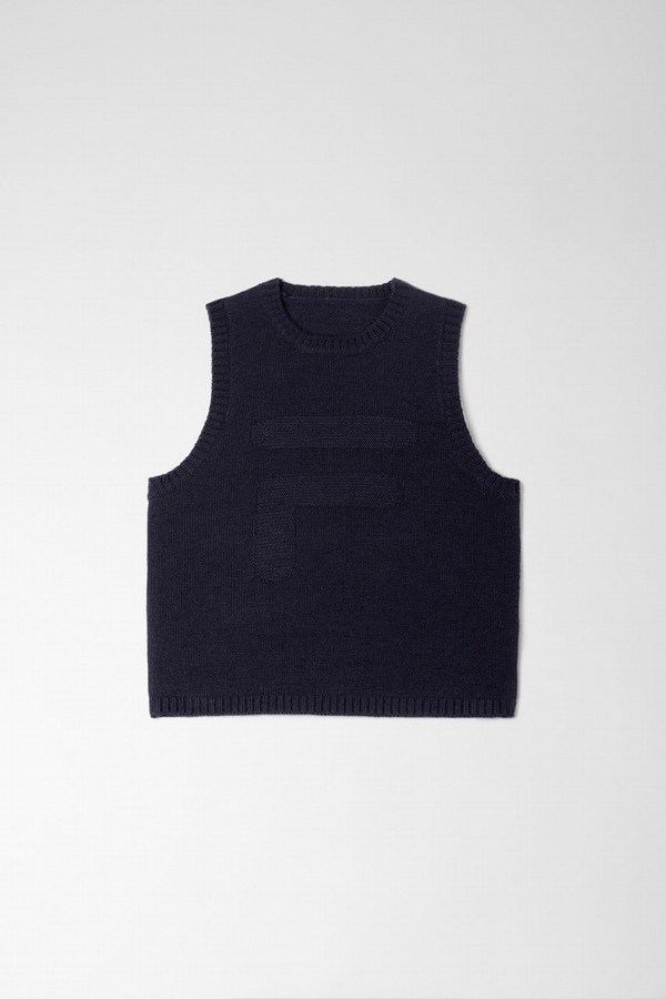 Blue Fila Cropped Knit Women Vest | 7584SCHUK