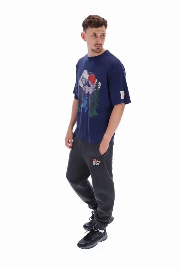 Blue Fila Davey Graphic Men T-shirts | 5632UNOPW