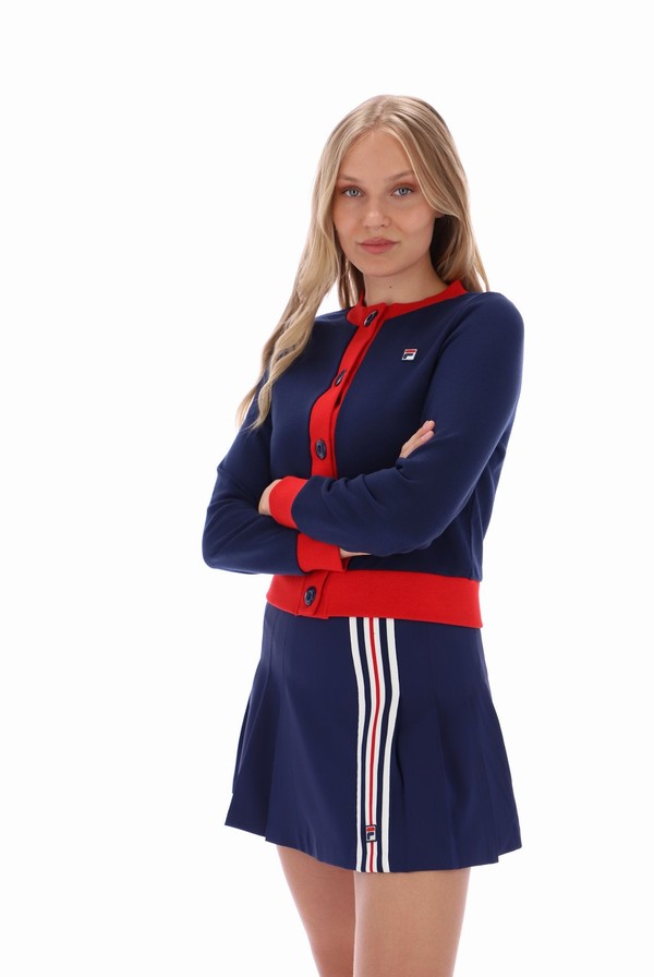 Blue Fila Delila Cropped Fleece Women Sweatshirts | 3749BTNDF