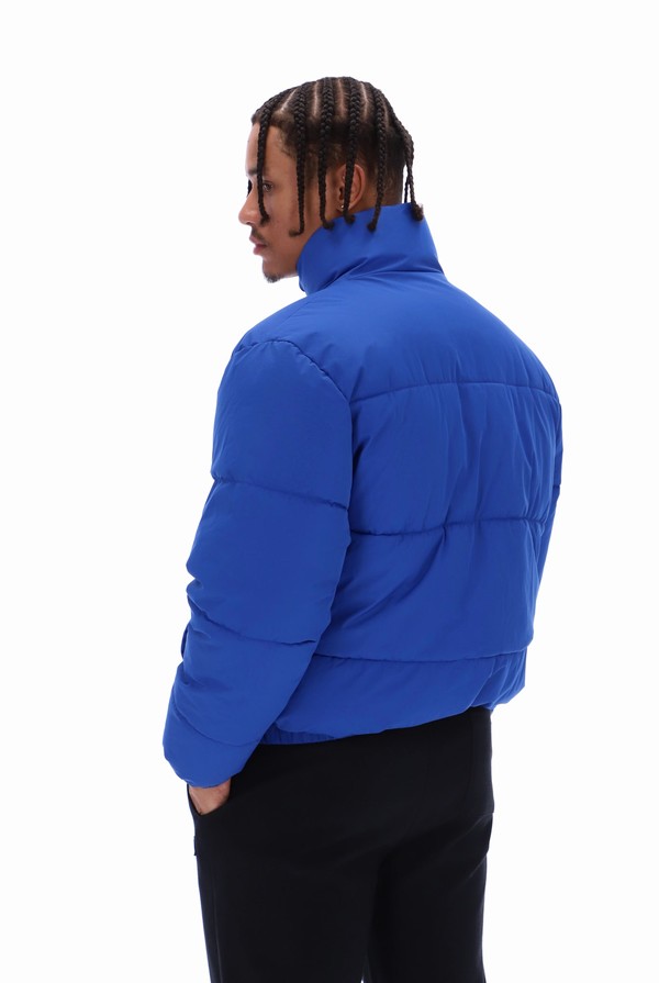 Blue Fila Delta Solid Puffer Men Jackets | 0569LYPWZ