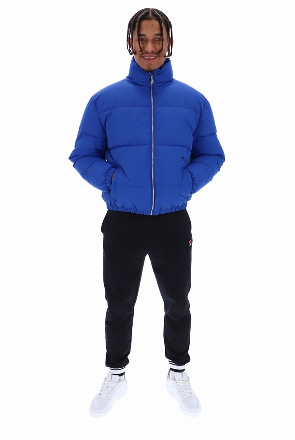 Blue Fila Delta Solid Puffer Men Jackets | 0569LYPWZ