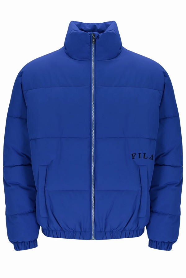 Blue Fila Delta Solid Puffer Men Jackets | 0569LYPWZ