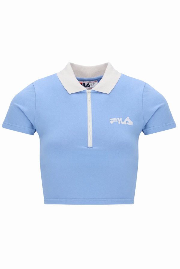 Blue Fila Demmie Contrast Collared Women Co-ords | 9507BEFYO