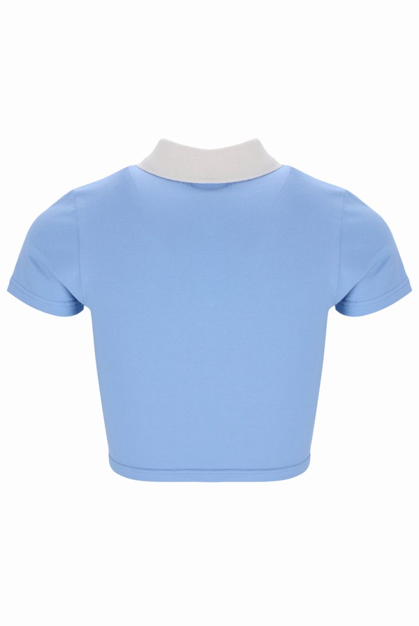 Blue Fila Demmie Contrast Collared Women Tops | 4065IDANX