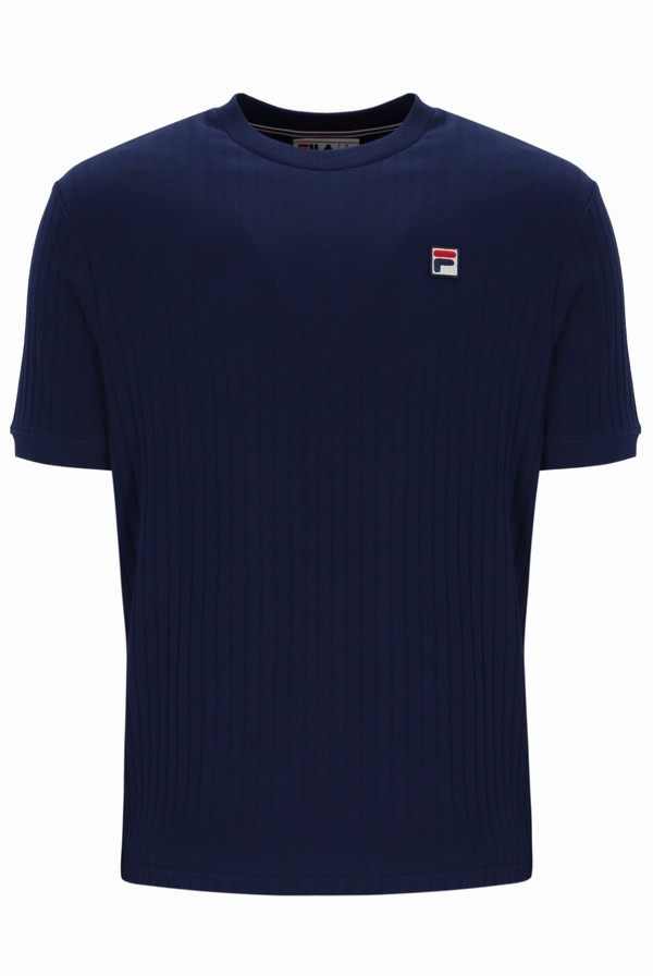 Blue Fila Easton Drop Needle Men T-shirts | 9013PKLBJ