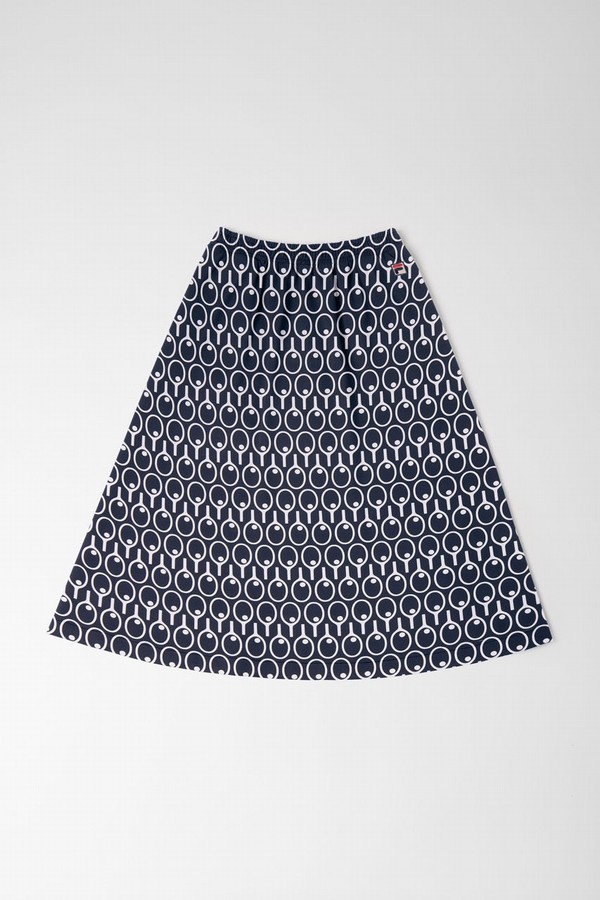 Blue Fila Flared Pocketed Midi Women Skirts | 9648QHMGA