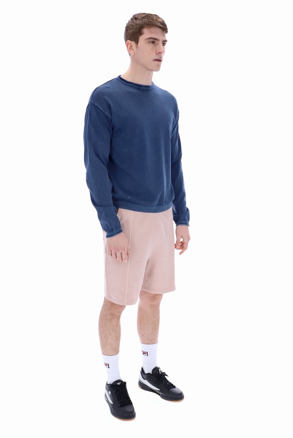 Blue Fila Fleet Knit Crew Men Sweatshirts | 4016FRINP