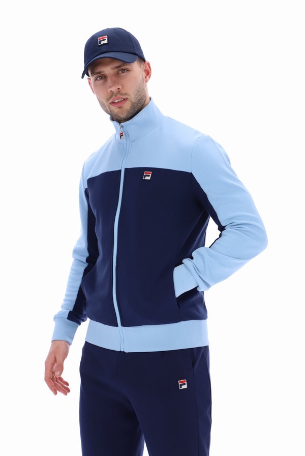 Blue Fila Gavin Colour Block Men Track Top | 5802EGDRB