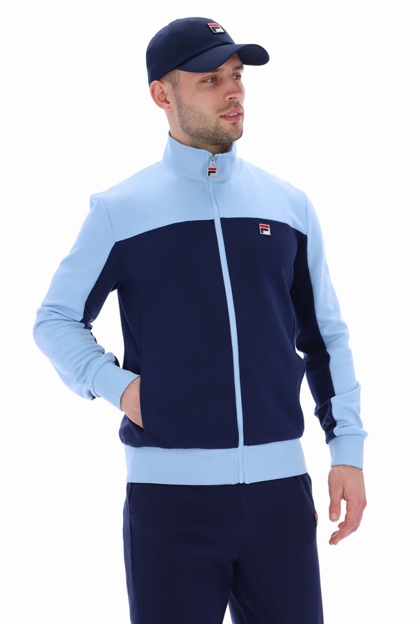 Blue Fila Gavin Colour Block Men Track Top | 5802EGDRB