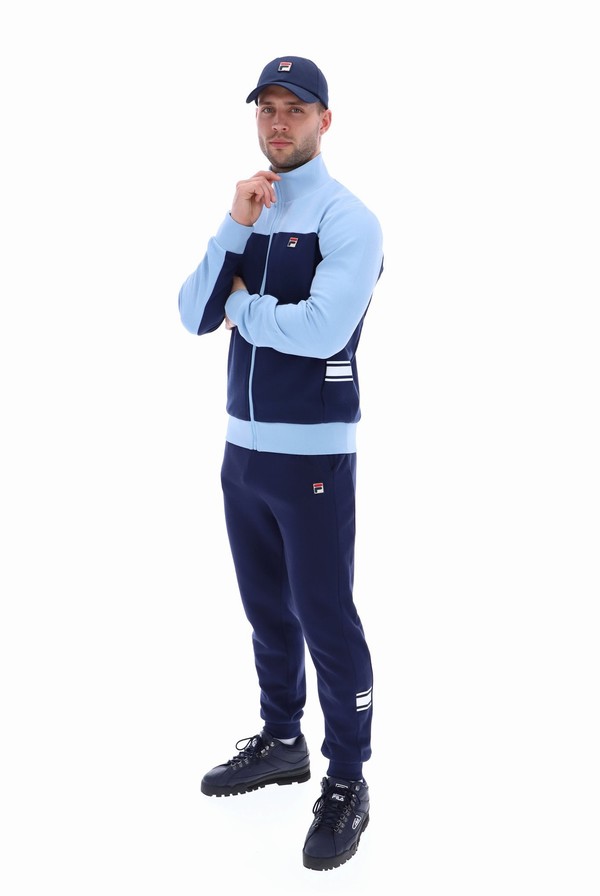 Blue Fila Gavin Colour Block Men Track Top | 5802EGDRB