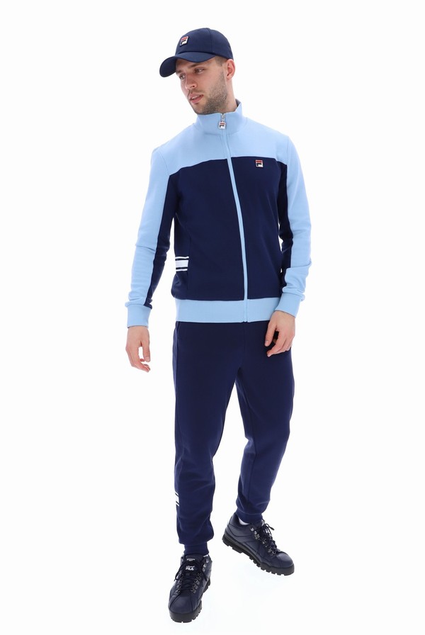 Blue Fila Gavin Colour Block Men Track Top | 5802EGDRB