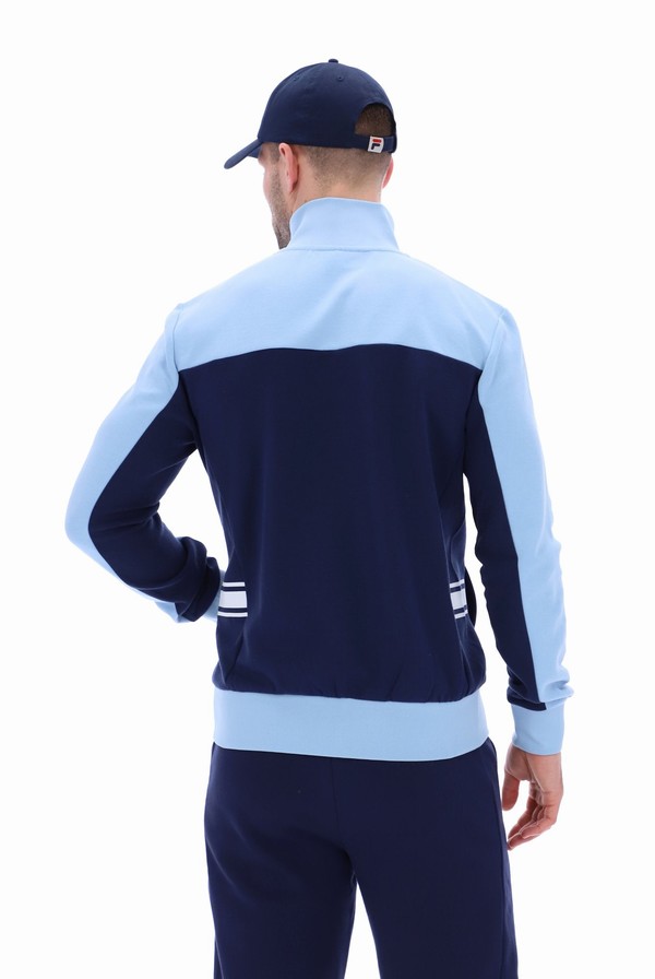 Blue Fila Gavin Colour Block Men Track Top | 5802EGDRB