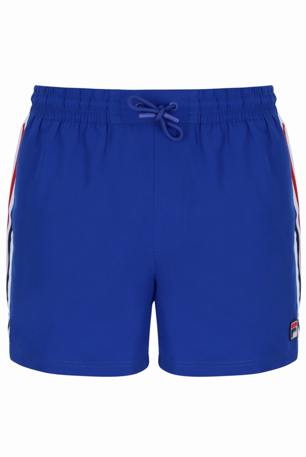 Blue Fila Harold Stripe Print Panel Men Shorts | 9526AGEYL