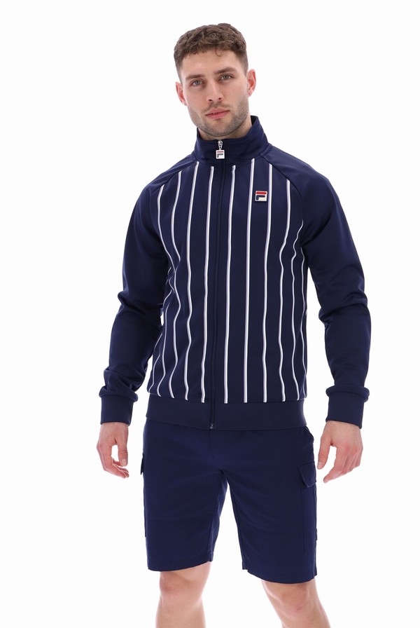 Blue Fila Hudson Striped Men Track Top | 1057YSPED