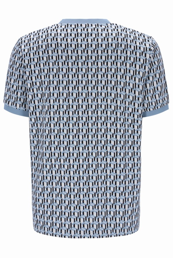 Blue Fila Jagger Geo Jacquard Men T-shirts | 0519JNEPY