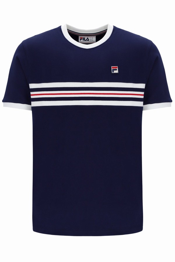 Blue Fila Joey Jaquard Men T-shirts | 7184CUOZH