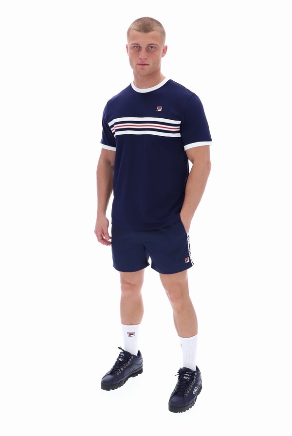 Blue Fila Joey Jaquard Men T-shirts | 7184CUOZH