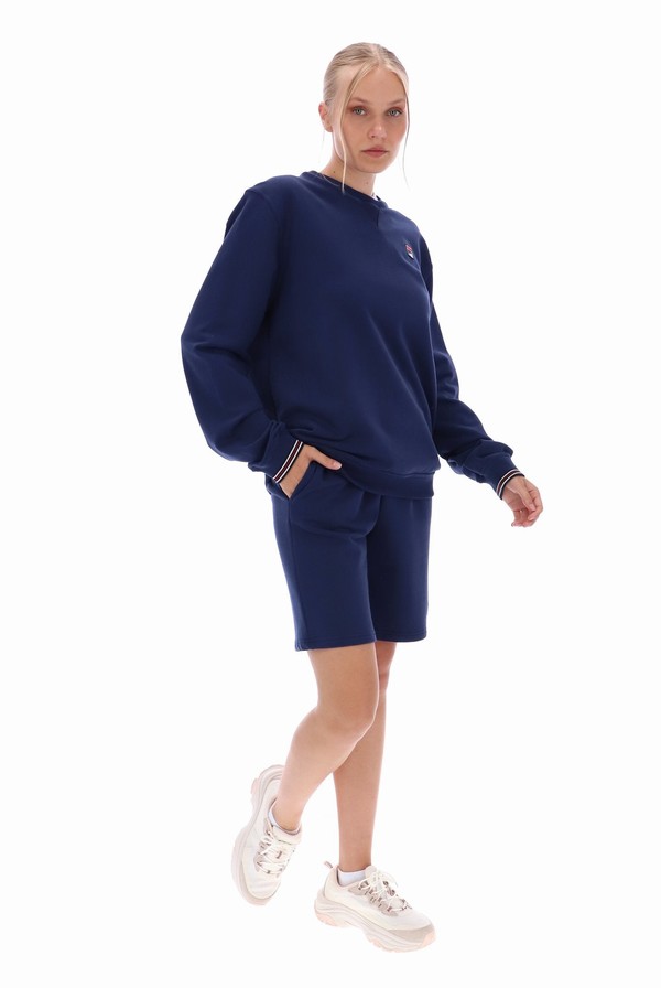 Blue Fila Kell Crew Women Sweatshirts | 8735NFWLT