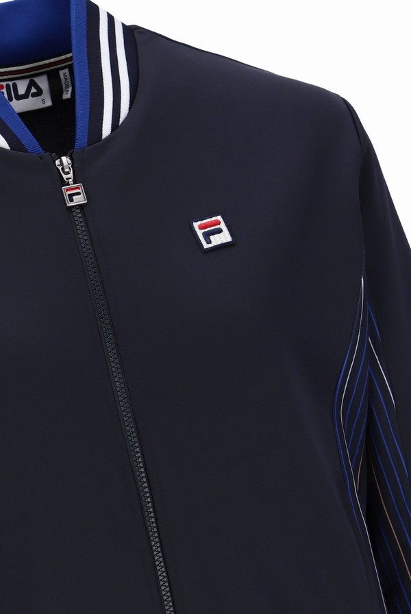 Blue Fila Knit Fabric Settanta Men Track Top | 8592QJUYM