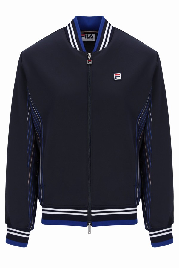 Blue Fila Knit Fabric Settanta Men Track Top | 8592QJUYM