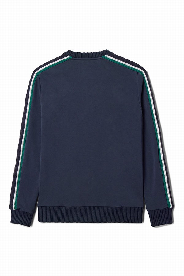 Blue Fila Knitted Crew Women Tops | 3784ZXUBG