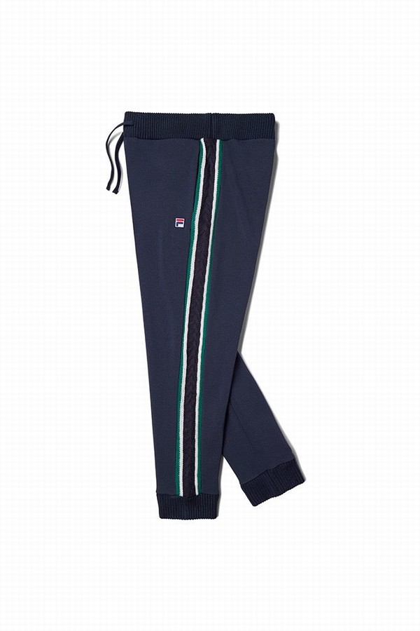 Blue Fila Knitted Cuffed Men Sweatpants | 4935LQIWR