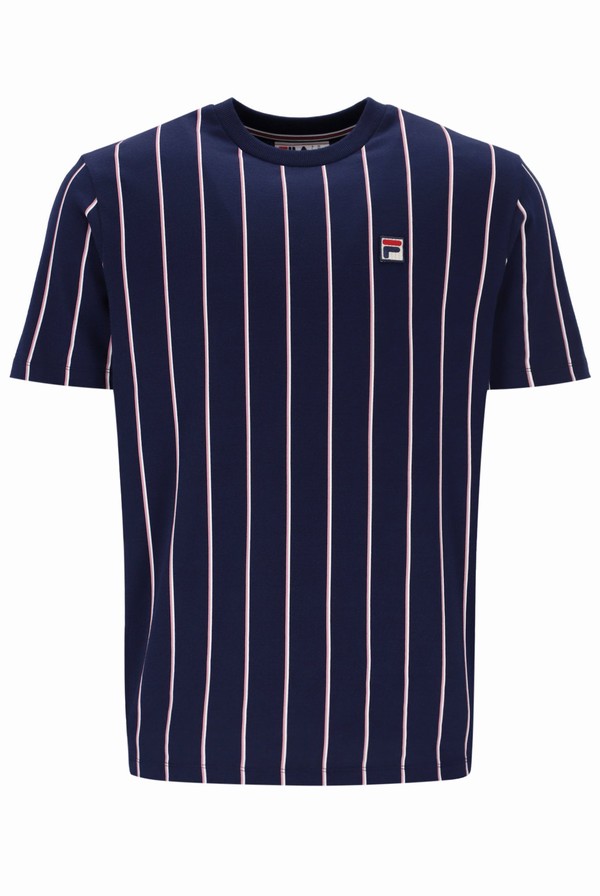 Blue Fila Lee Pin Striped Men T-shirts | 6942PIWQN