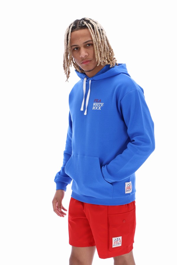 Blue Fila Liam Crew Men Hoodie | 9765JXCNE