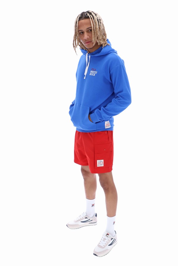 Blue Fila Liam Crew Men Hoodie | 9765JXCNE