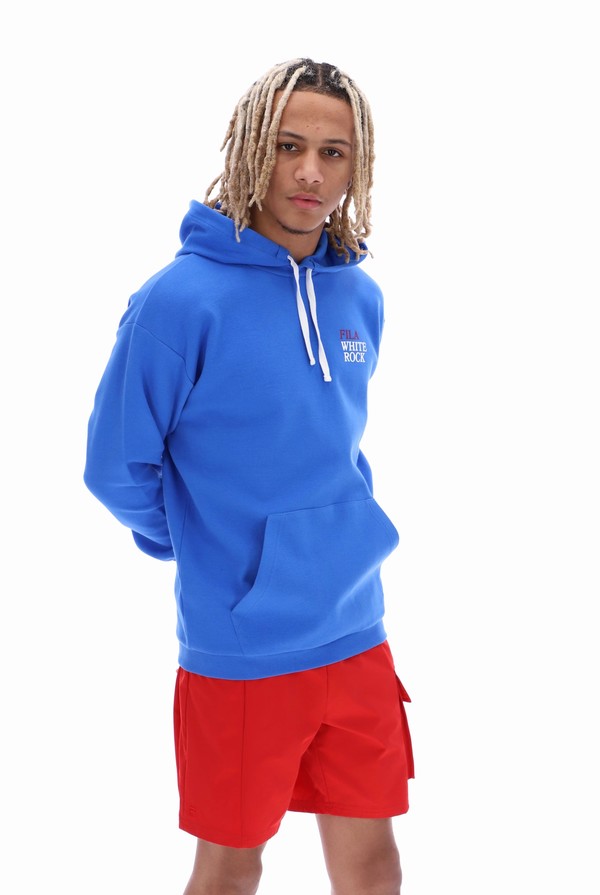 Blue Fila Liam Crew Men Hoodie | 9765JXCNE