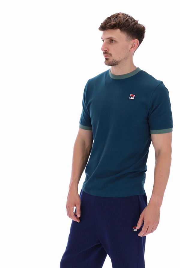 Blue Fila Marconi Essential Ringer Men T-shirts | 0752OCPSA