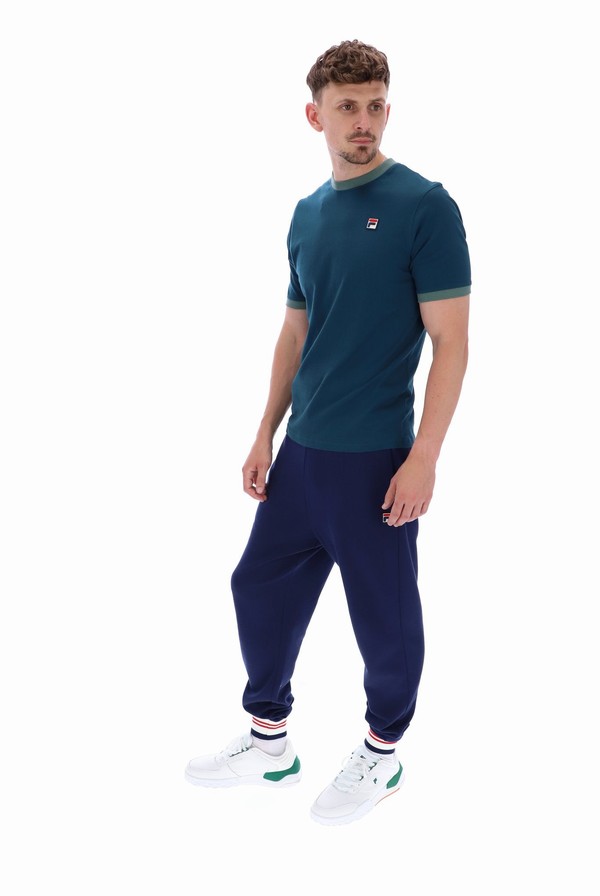 Blue Fila Marconi Essential Ringer Men T-shirts | 0752OCPSA