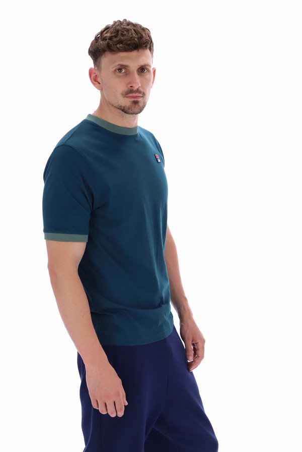 Blue Fila Marconi Essential Ringer Men T-shirts | 0752OCPSA