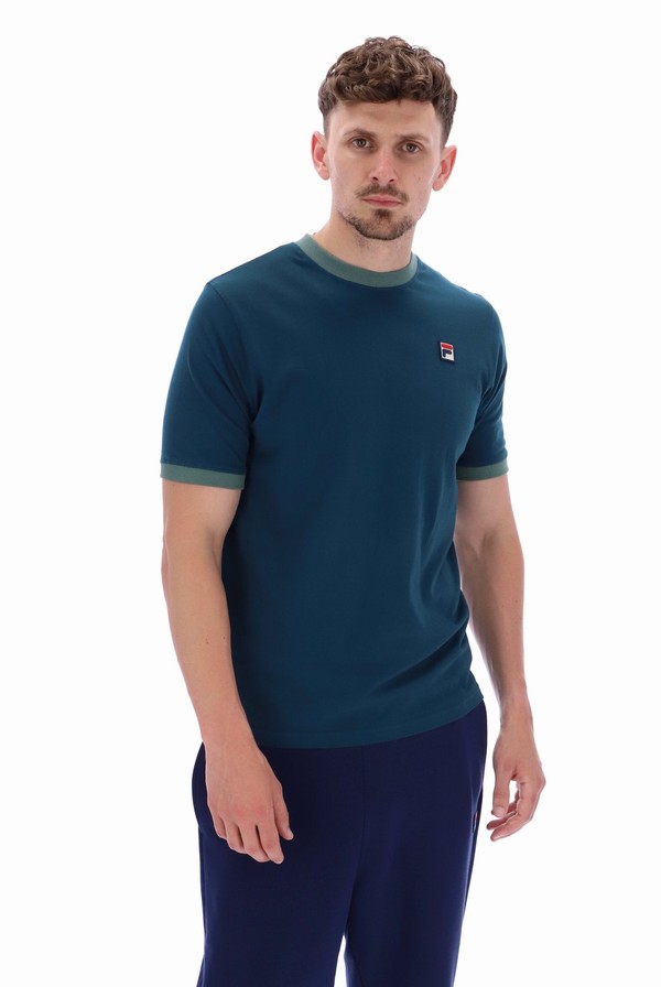 Blue Fila Marconi Essential Ringer Men T-shirts | 0752OCPSA