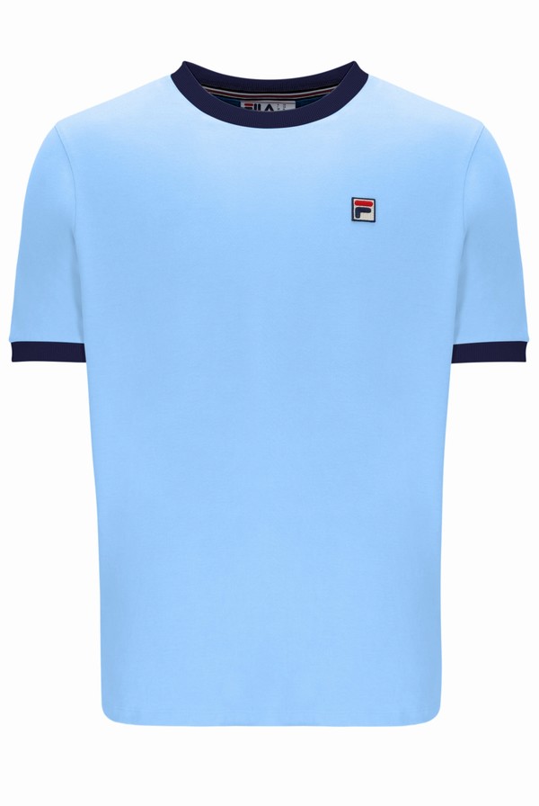 Blue Fila Marconi Essential Ringer Men T-shirts | 4091VLJRC