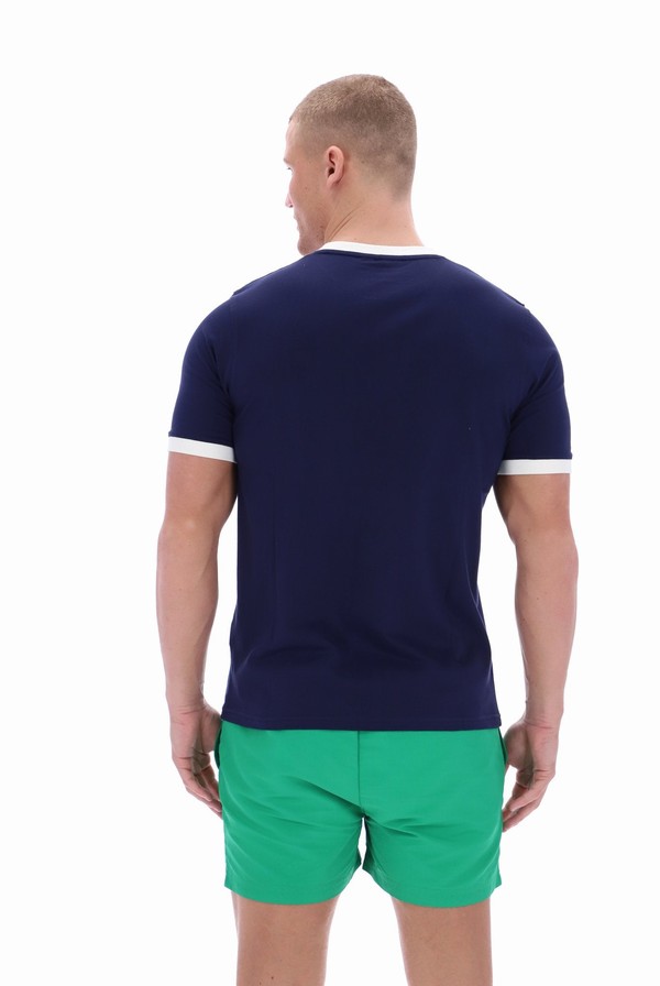 Blue Fila Marconi Essential Ringer Men T-shirts | 1297MODBE