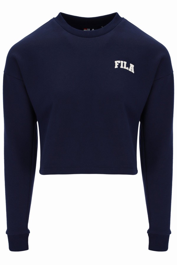 Blue Fila Monique Cropped Women Sweatshirts | 6513NHSLB